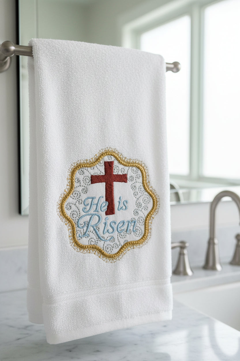 LACE BORDER HE IS RISEN 4X4 – Embroidery Zone 2